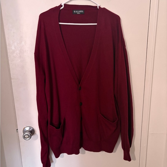 kallspin Other - Men's Burgundy Cardigan Sweater